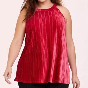 Torrid Jester Red Velvet Pleated Goddess Tank in Size 2 (18/20)